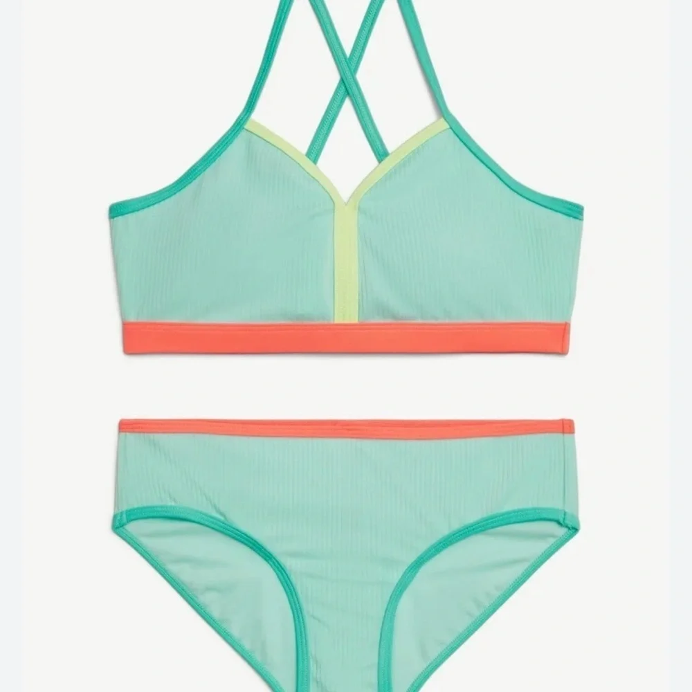 Justice Color Block Ribbed 2 Piece Bikini Girls size S(7/8) or L(12/14) New